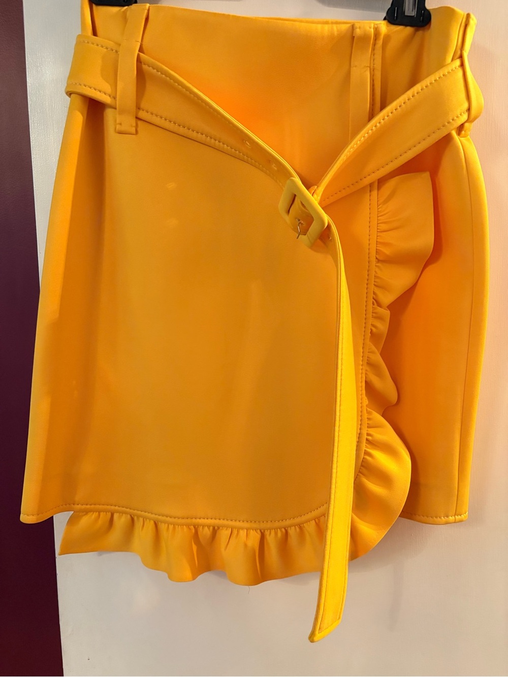 Prada Bright Yellow Ruffle Wrap Mini Skirt